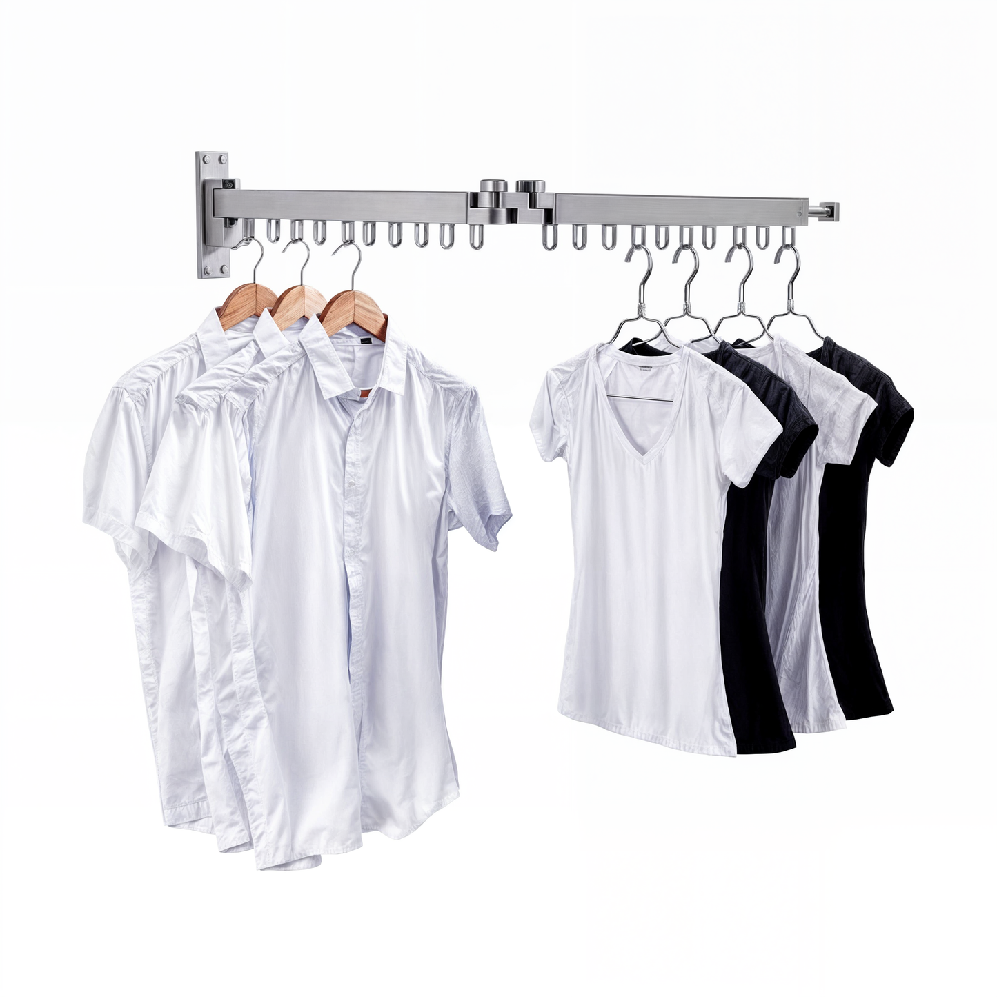 Inklapbaar Wanddroogrek Grijs Aluminium 180° Draaibaar – Ruimtebesparend Waskamerrek voor Kleding & Handdoeken
