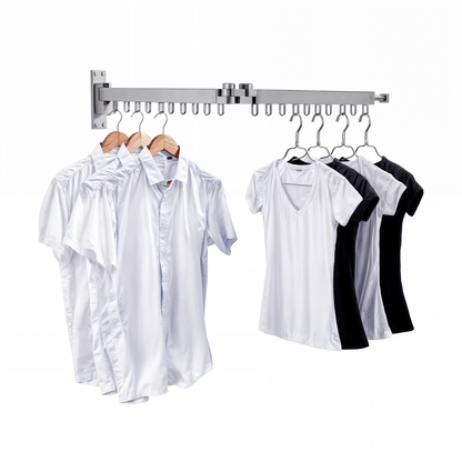 Inklapbaar Wanddroogrek Grijs Aluminium 180° Draaibaar – Ruimtebesparend Waskamerrek voor Kleding & Handdoeken