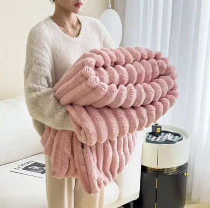 Pluche Fleece Plaid Wolkleed Deken Woonkamer Slaapkamer Bank Bed Zachte Warme Decoratieve Deken Wol Imitatie