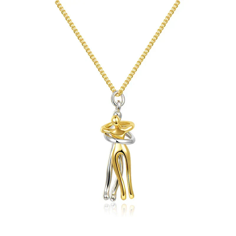 Omarming Ketting – Twee Figuren – Liefde & Verbondenheid – Hypoallergeen Staal