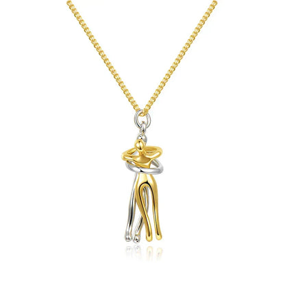 Omarming Ketting – Twee Figuren – Liefde & Verbondenheid – Hypoallergeen Staal