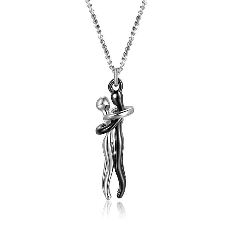 Omarming Ketting – Twee Figuren – Liefde & Verbondenheid – Hypoallergeen Staal