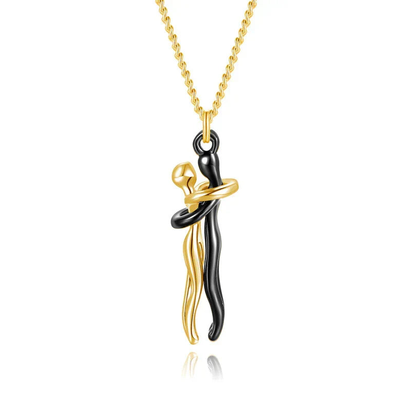 Omarming Ketting – Twee Figuren – Liefde & Verbondenheid – Hypoallergeen Staal