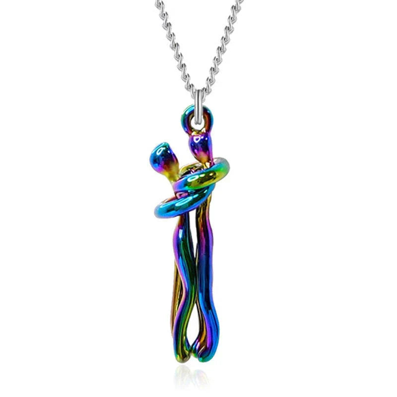 Omarming Ketting – Twee Figuren – Liefde & Verbondenheid – Hypoallergeen Staal