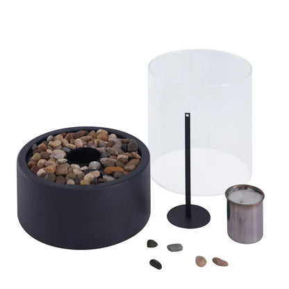 Draadloze LED-tafellamp met Vlameffect – Oplaadbaar Aluminium Windlicht 27×16cm voor Binnen en Buiten