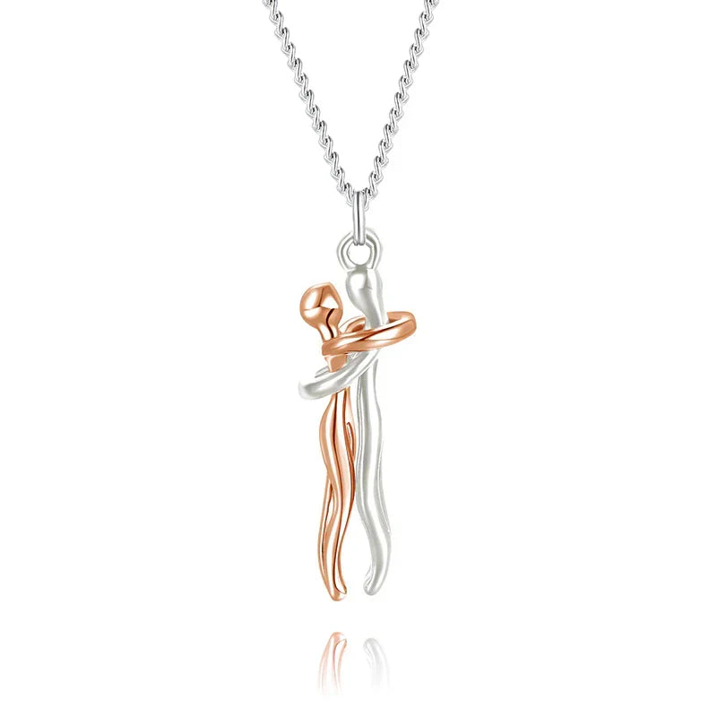 Omarming Ketting – Twee Figuren – Liefde & Verbondenheid – Hypoallergeen Staal