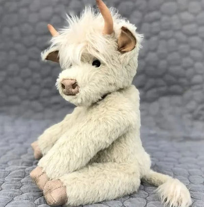 Handgemaakte Hooglandkoe Knuffel 25cm met Bloemen Decoratie Pluche Speelgoed voor Kinderen Babykamer