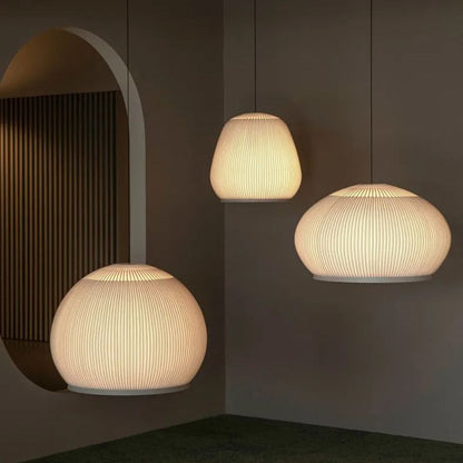 Japandi Hanglamp 3D Lycra 45 cm Beige Eettafel Woonkamer Dimbare LED Hanglamp Scandinavische Verlichting Interieur