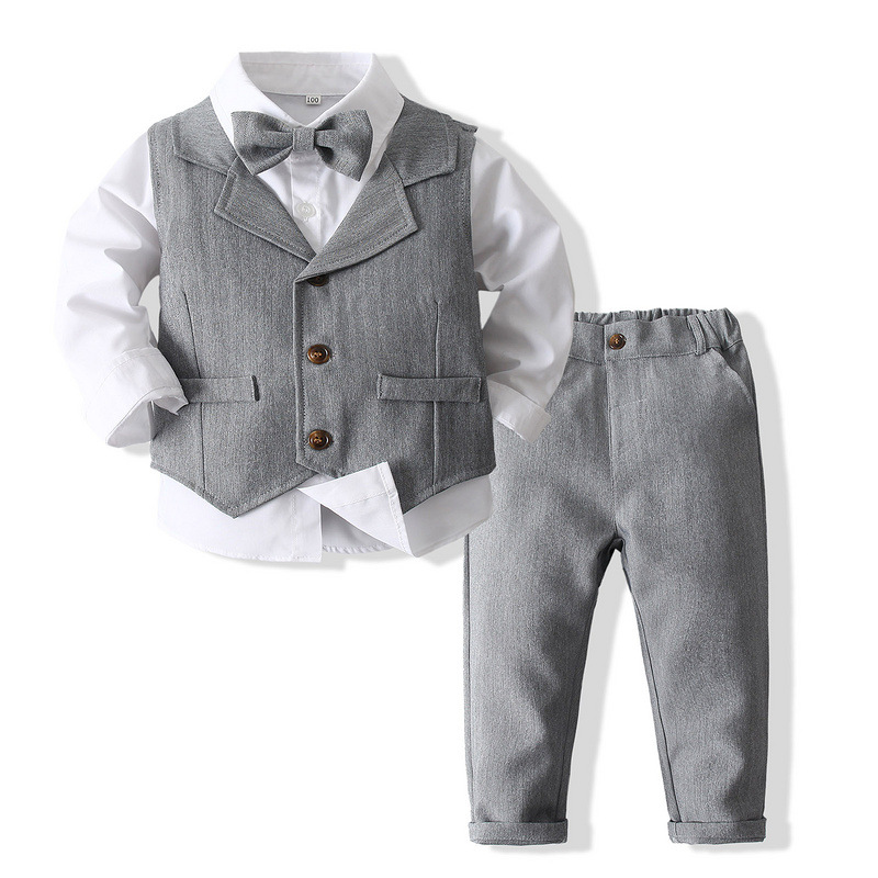 Jongenspak 3-Delig Blauw Hemd met Vest en Pantalon Formele Kleding voor Kinderen