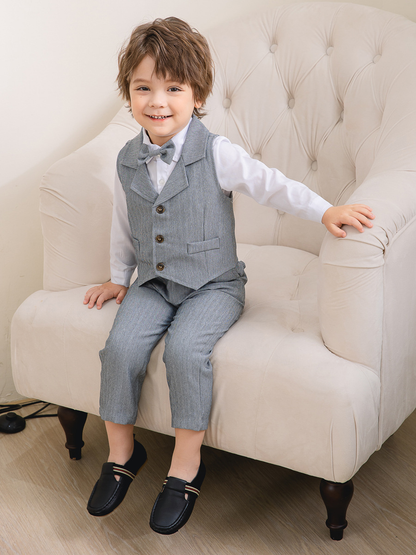 Jongenspak 3-Delig Blauw Hemd met Vest en Pantalon Formele Kleding voor Kinderen