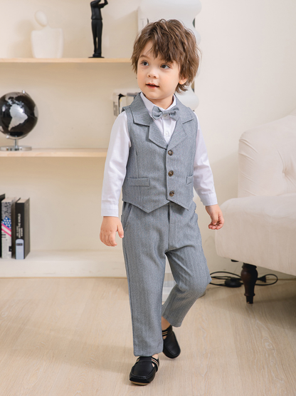 Jongenspak 3-Delig Blauw Hemd met Vest en Pantalon Formele Kleding voor Kinderen