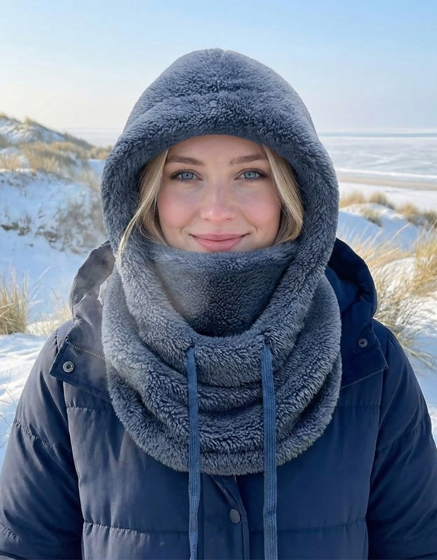 Vrouwen Nekwarmer met Capuchon en Trekkoord Zacht Warm