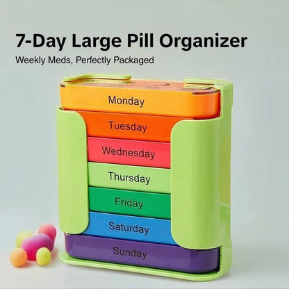 Pillendoos voor 7 Dagen met Dagmerkingen in Verschillende Kleuren voor Medicatie Organisatie