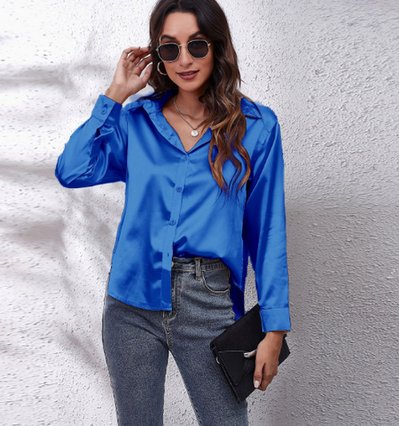 Vrouwen Blouse Lange Mouwen Knoopsluiting Elegant
