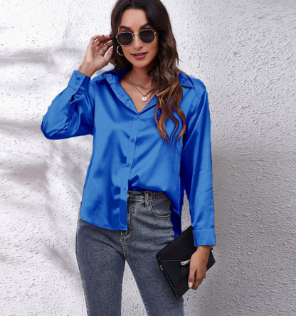 Vrouwen Blouse Lange Mouwen Knoopsluiting Elegant