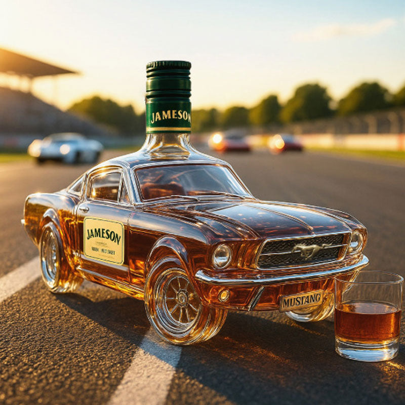 Auto-Vormige Whiskykaraf in Mustang-Stijl – Glazen Spirit Decanter voor Thuisbar