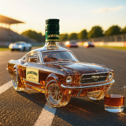 Auto-Vormige Whiskykaraf in Mustang-Stijl – Glazen Spirit Decanter voor Thuisbar