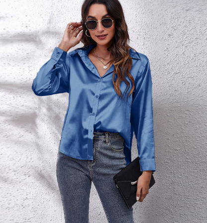 Vrouwen Blouse Lange Mouwen Knoopsluiting Elegant