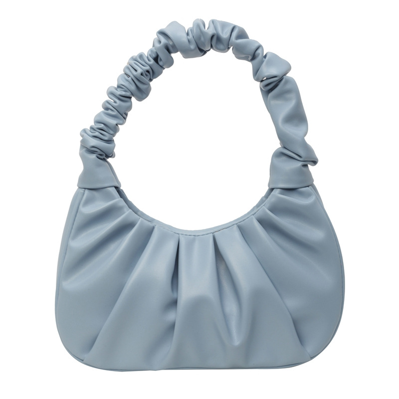 Blauwe Denim Schoudertas met Leer