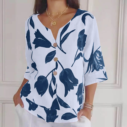 Vrouwelijke Zomerjurk Bloemenprint Shirt Stijl - StudioMarella