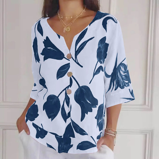 Vrouwelijke Zomerjurk Bloemenprint Shirt Stijl - StudioMarella