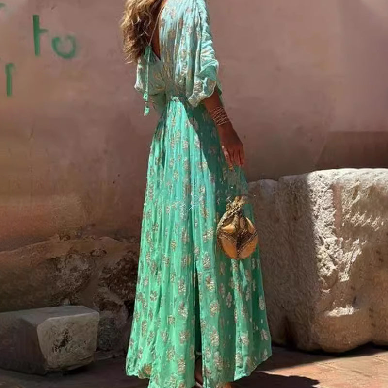 Zomervakantiejurk voor Vrouw Elegante Jurk Zomerse Stijl