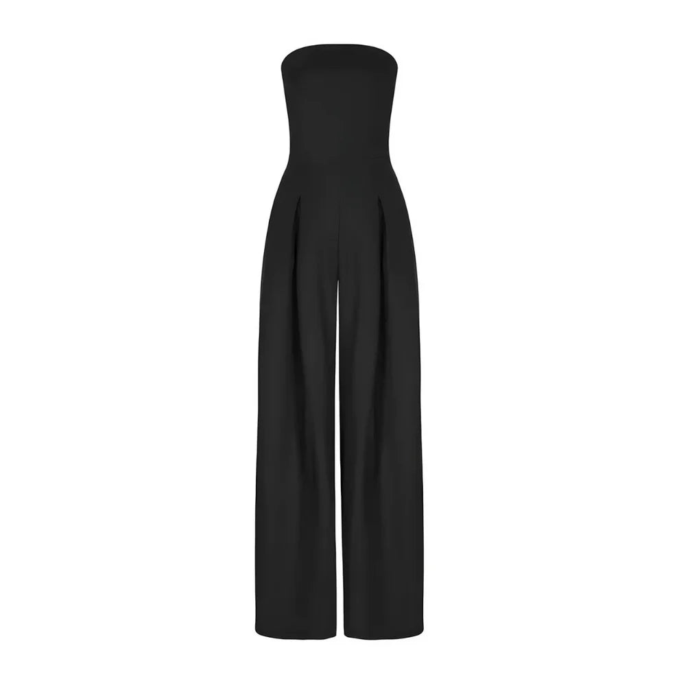 Vrouwelijke Jumpsuit Zonder Schouders Wijde Pijpen