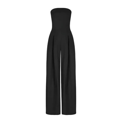 Vrouwelijke Jumpsuit Zonder Schouders Wijde Pijpen