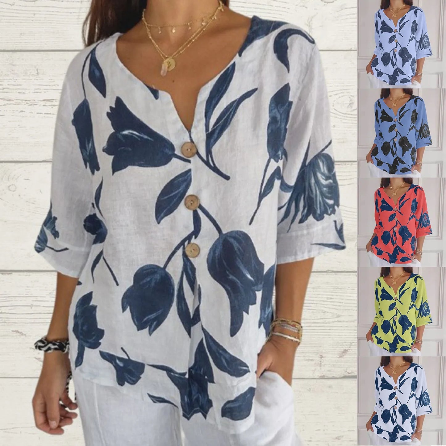 Vrouwelijke Zomerjurk Bloemenprint Shirt Stijl