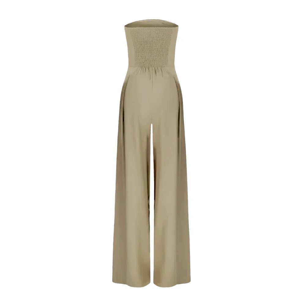 Vrouwelijke Jumpsuit Zonder Schouders Wijde Pijpen