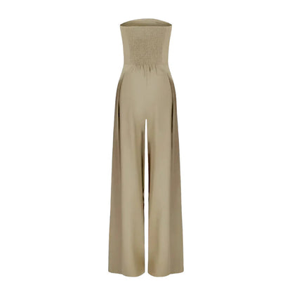 Vrouwelijke Jumpsuit Zonder Schouders Wijde Pijpen