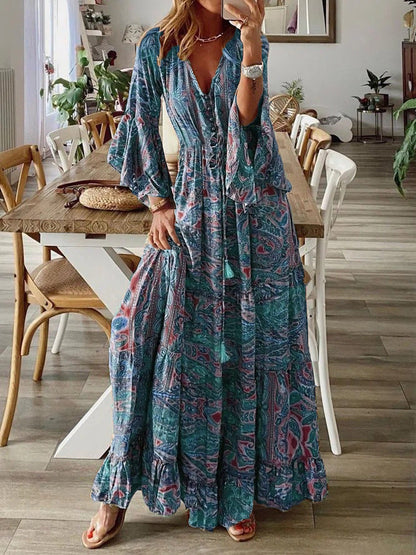 Boho Maxi Jurk Zomer Lange Vloeiende Jurk