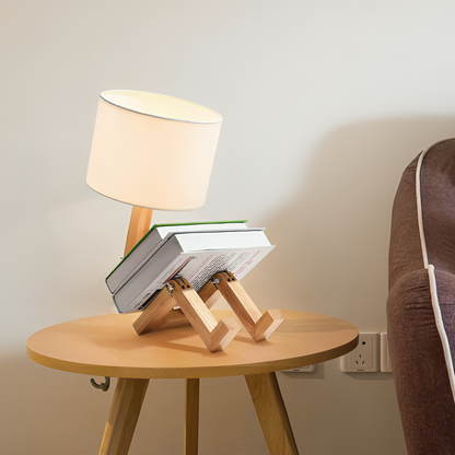 Leeslamp Hout Wit Scandinavisch Met Plank 44cm E27 Nachtkastje Bureau