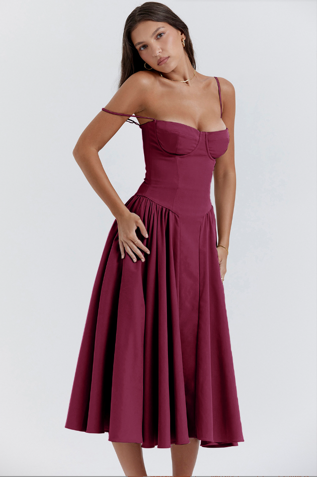 Midi Jurk Zonder Mouwen met Corsage Snit