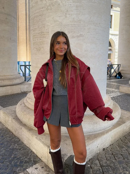 Dames Bomberjack Oversized Trendy Kleuren - StudioMarella