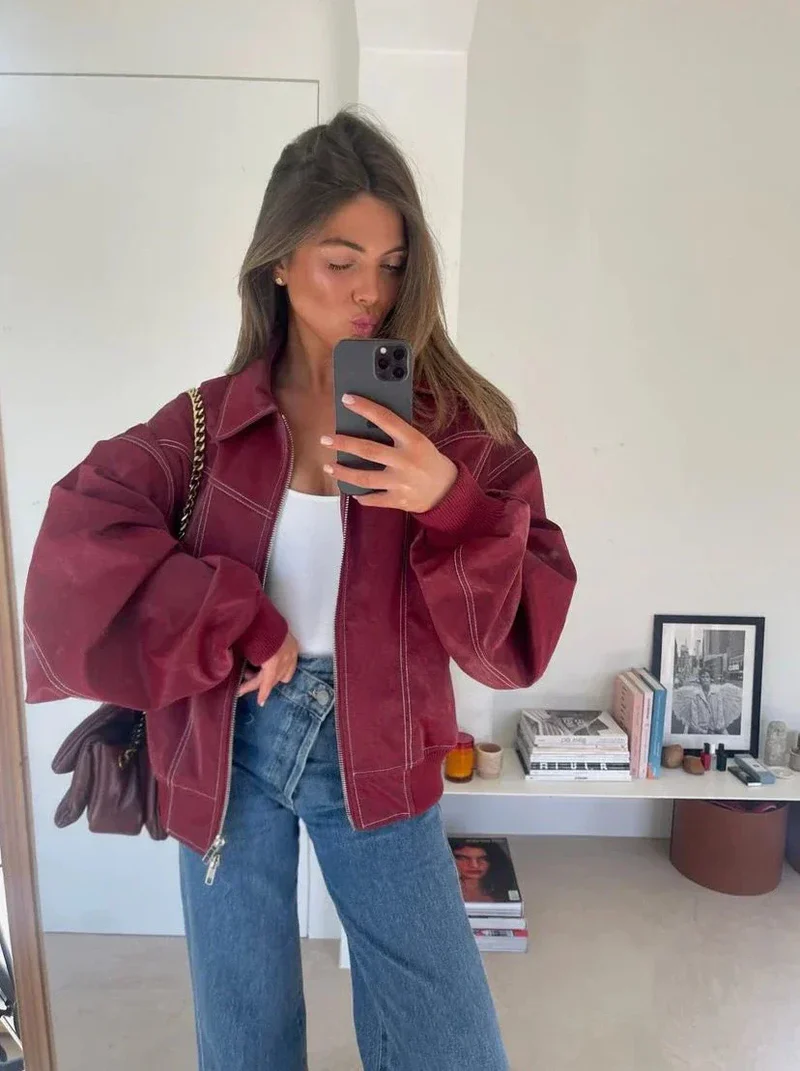 Dames Bomberjack Oversized Trendy Kleuren