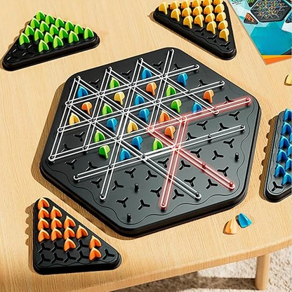 Strategisch Driehoekspel – Elastiekenpuzzel met Houten Pinnen voor Concentratie en Tactisch Denken