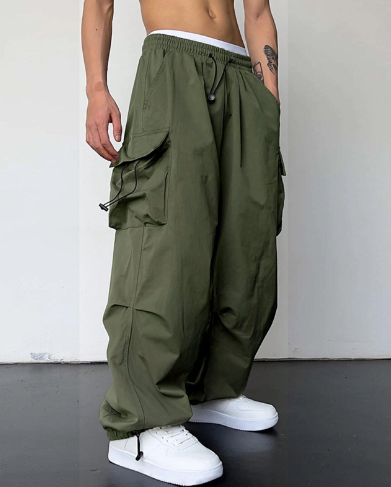 Heren Cargo Broek Wijd Losse Zomerbroek Met Veel Zakken