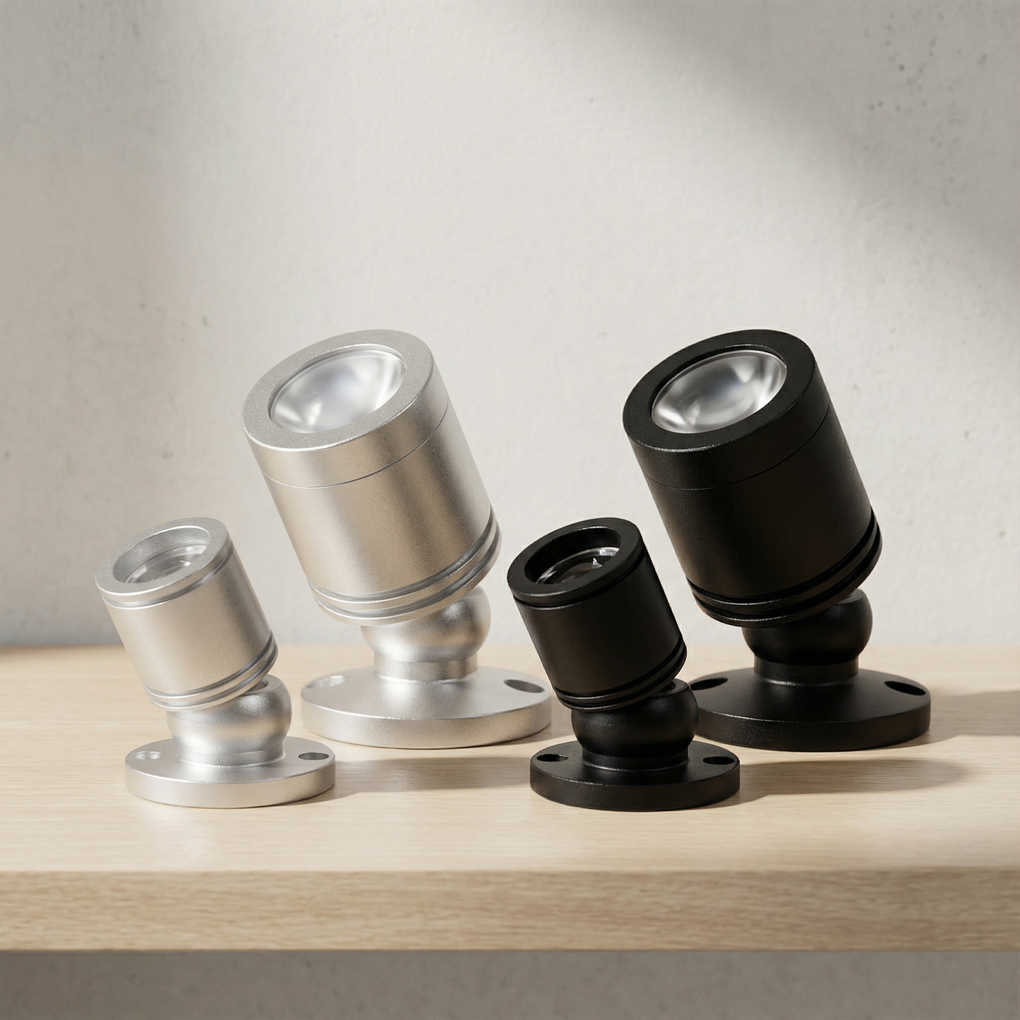 Mini LED Spotje 1W/3W USB Aluminium Warm & Koud Wit – Verstelbare Accentverlichting 30° Stralingshoek voor Kasten, Vitrines & Display