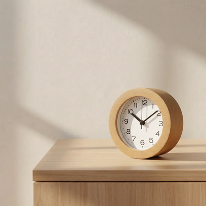 Stille Houten Wekker – Minimalistische Analoge Klok Voor Slaapkamer – Niet Tikkend