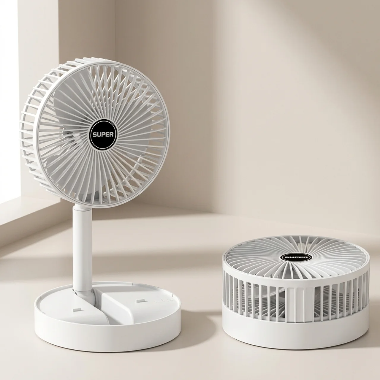 Draagbare Opvouwbare USB Ventilator 4 Snelheden Fluistermotor Oplaadbaar Compact Koel Design Bureau Reis