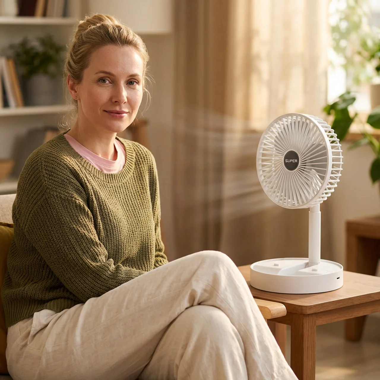 Draagbare Opvouwbare USB Ventilator 4 Snelheden Fluistermotor Oplaadbaar Compact Koel Design Bureau Reis