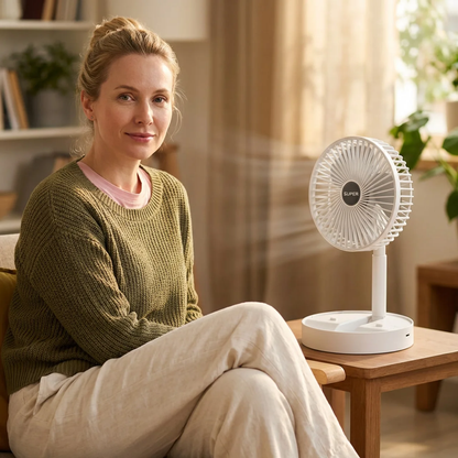 Draagbare Opvouwbare USB Ventilator 4 Snelheden Fluistermotor Oplaadbaar Compact Koel Design Bureau Reis