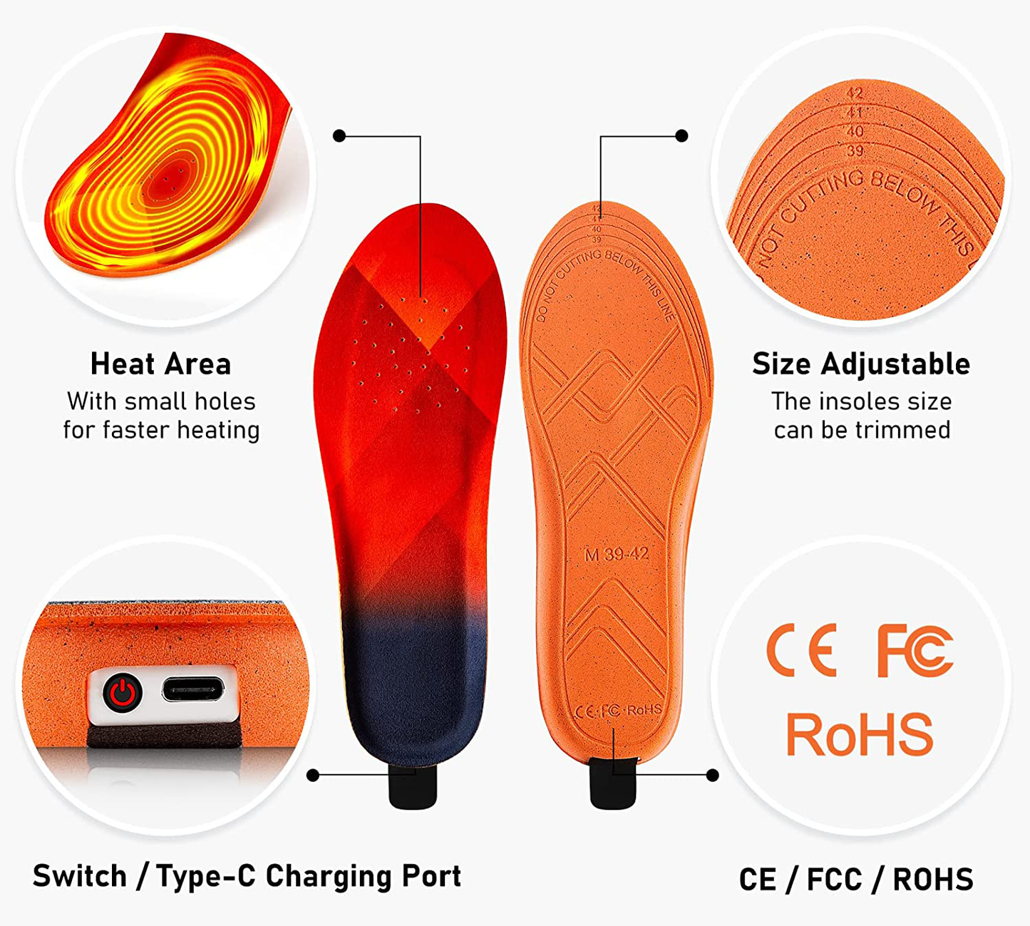 Verwarmde Inlegzolen met Oplaadbare Batterij - Draadloos - 3 Warmtestanden - Wintercomfort Schoenverwarming