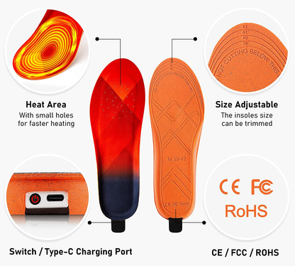 Verwarmde Inlegzolen met Oplaadbare Batterij - Draadloos - 3 Warmtestanden - Wintercomfort Schoenverwarming