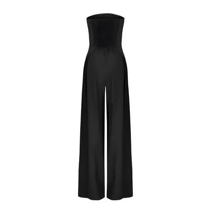 Vrouwelijke Jumpsuit Zonder Schouders Wijde Pijpen