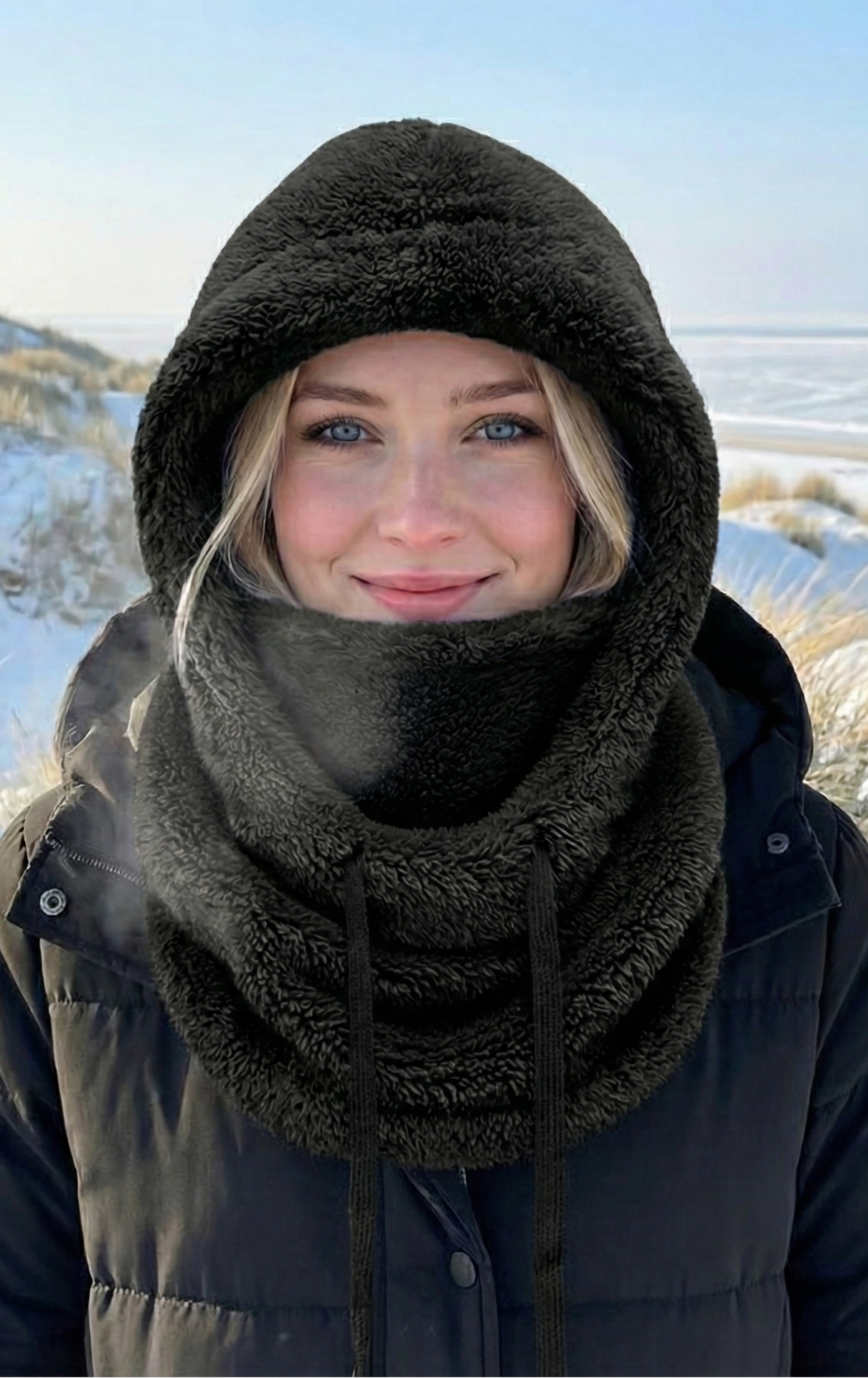 Vrouwen Nekwarmer met Capuchon en Trekkoord Zacht Warm - StudioMarella