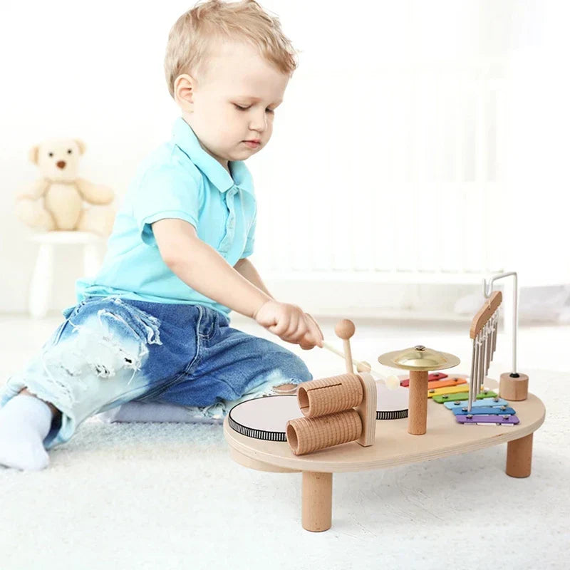 Houten Muziekset Kinderen Met Xylofoon Trommels En Instrumententafel