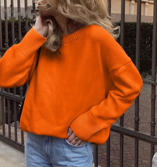 Damestrui Gebreid Oversized Ronde Hals Losse Fit
