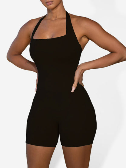 Vrouwelijke Sportjumpsuit Halternek met Korte Broek